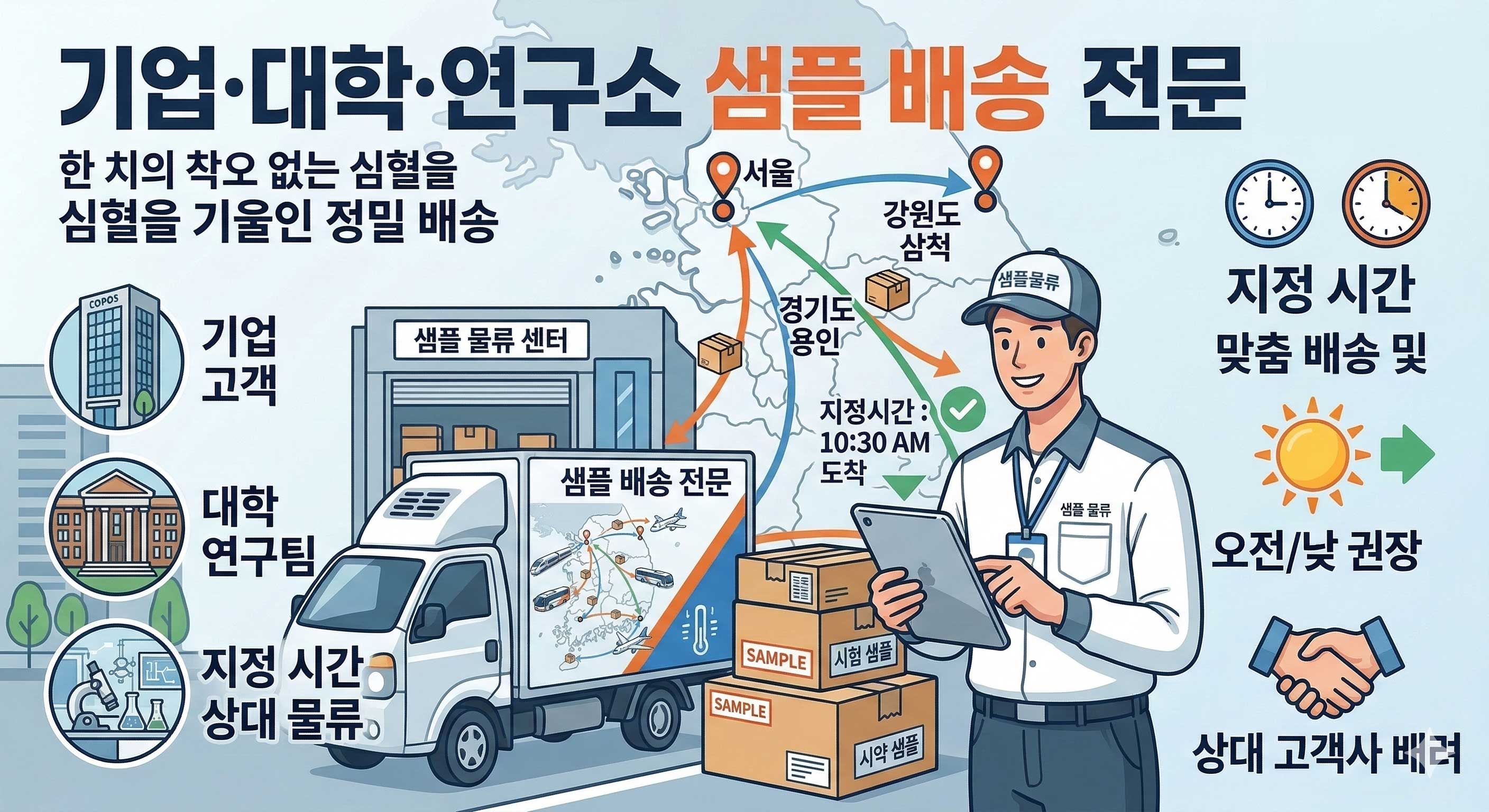 기업 대학 연구소 샘플 배송전문